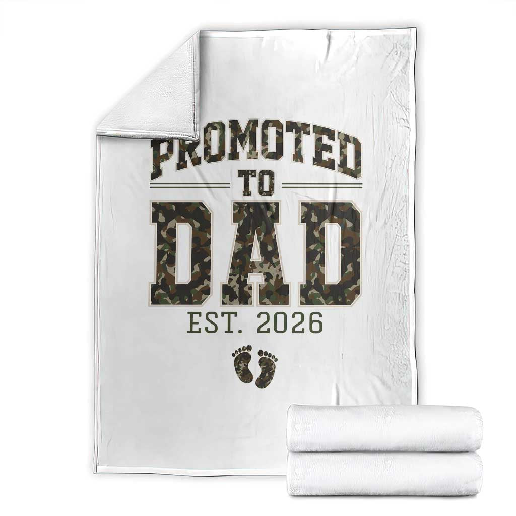Camouflage Promoted To Dad Est 2026 Throw Blanket Camo Pregnancy Announcement Graphic TS12 White Print Your Wear