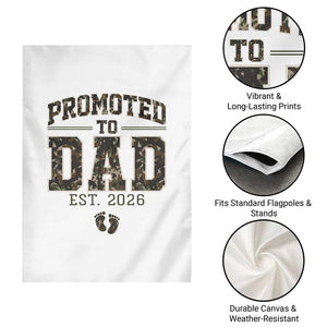 Camouflage Promoted To Dad Est 2026 Garden Flag Camo Pregnancy Announcement Graphic