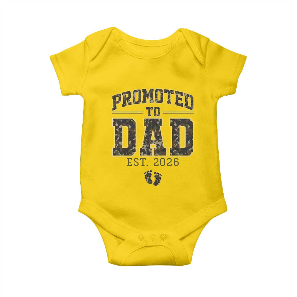 Camouflage Promoted To Dad Est 2026 Baby Onesie Camo Pregnancy Announcement Graphic TS12 Daisy Print Your Wear