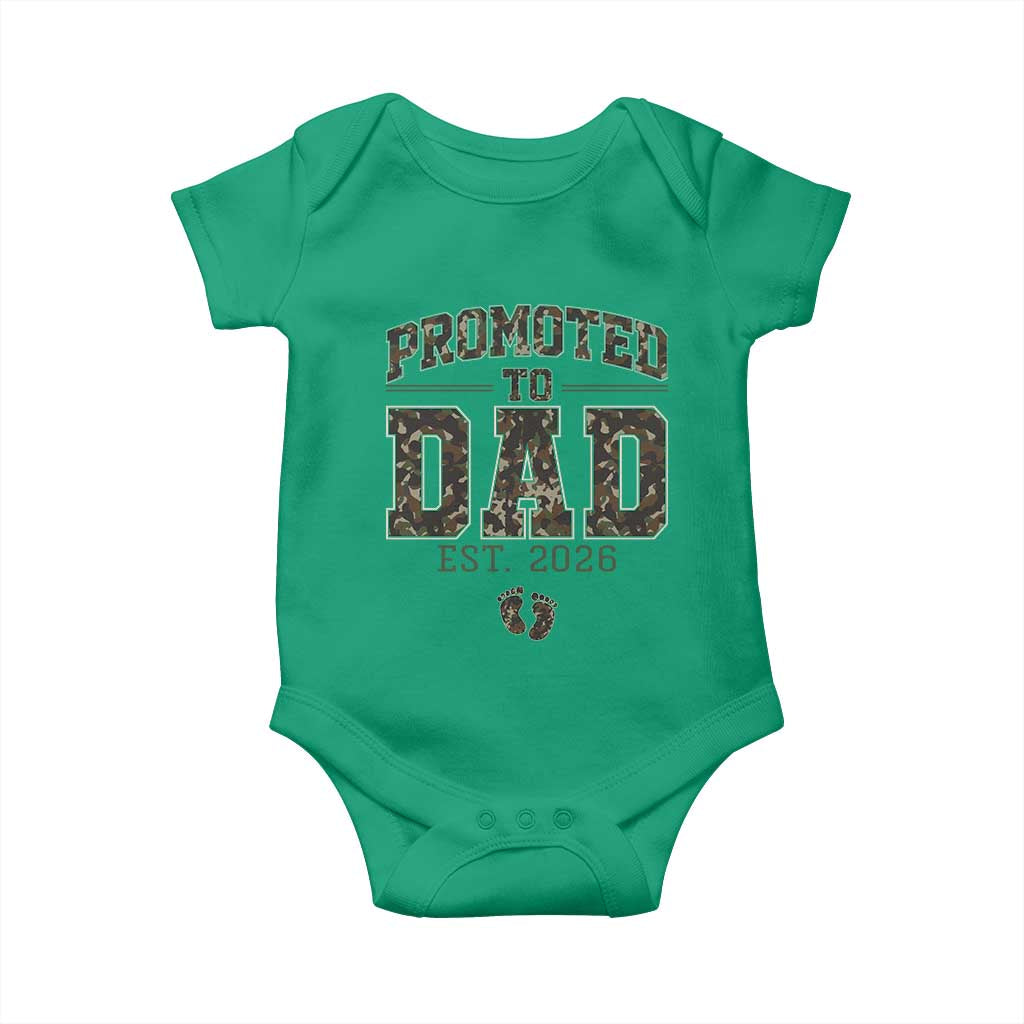 Camouflage Promoted To Dad Est 2026 Baby Onesie Camo Pregnancy Announcement Graphic TS12 Irish Green Print Your Wear