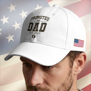 Camouflage Promoted To Dad Est 2026 Baseball Cap Camo Pregnancy Announcement Graphic TS12 Print Your Wear