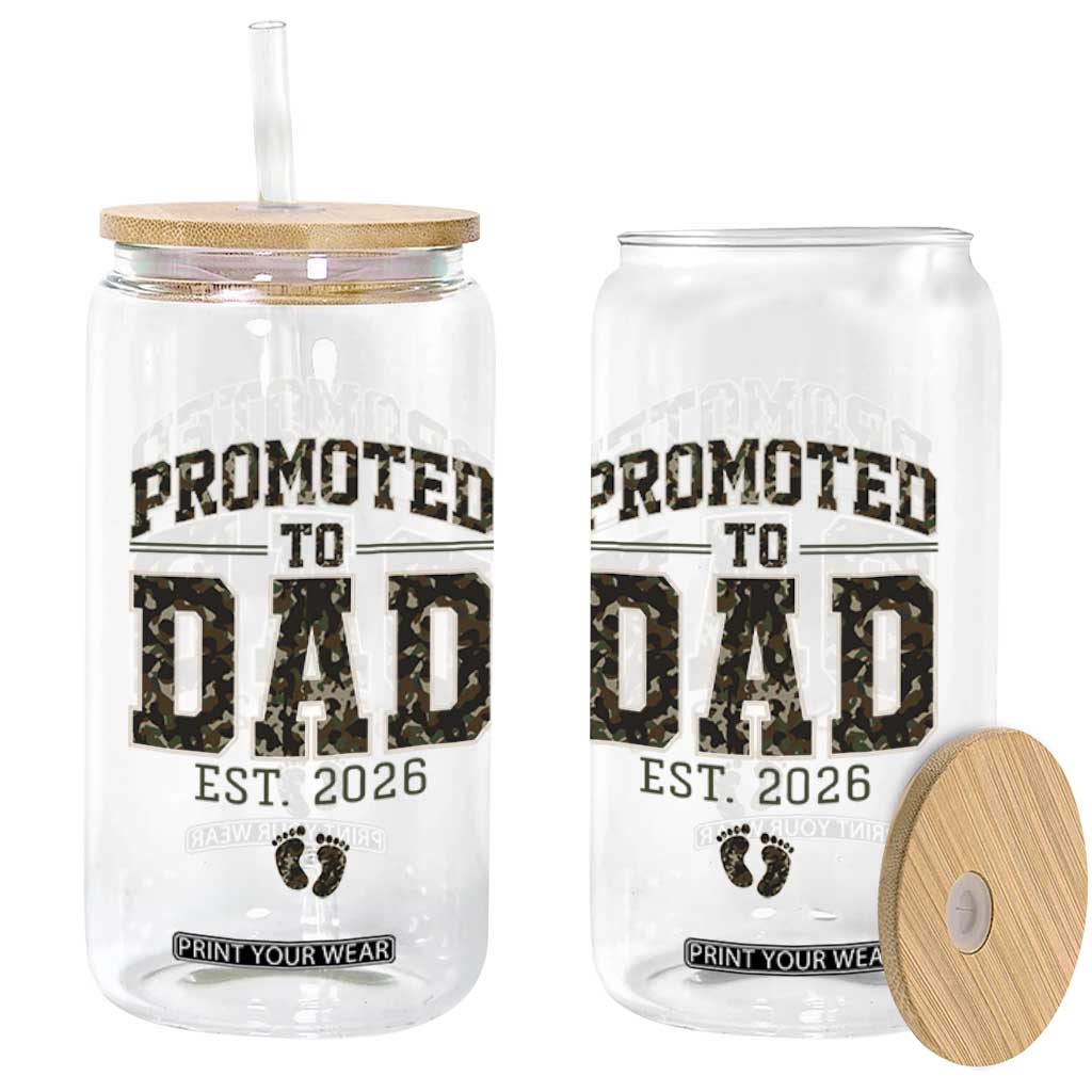 Camouflage Promoted To Dad Est 2026 Glass Can Camo Pregnancy Announcement Graphic TS12 Print Your Wear