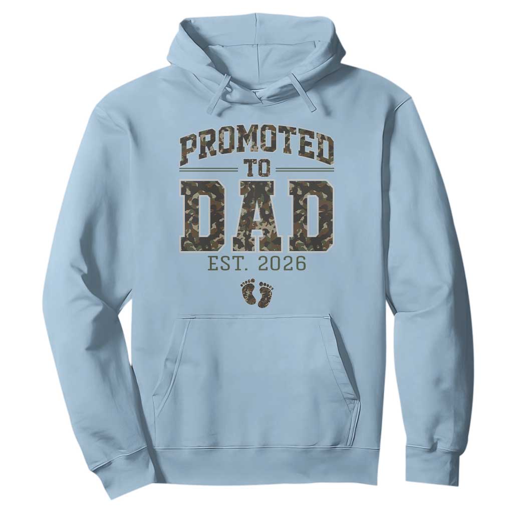 Camouflage Promoted To Dad Est 2026 Hoodie Camo Pregnancy Announcement Graphic TS12 Light Blue Print Your Wear