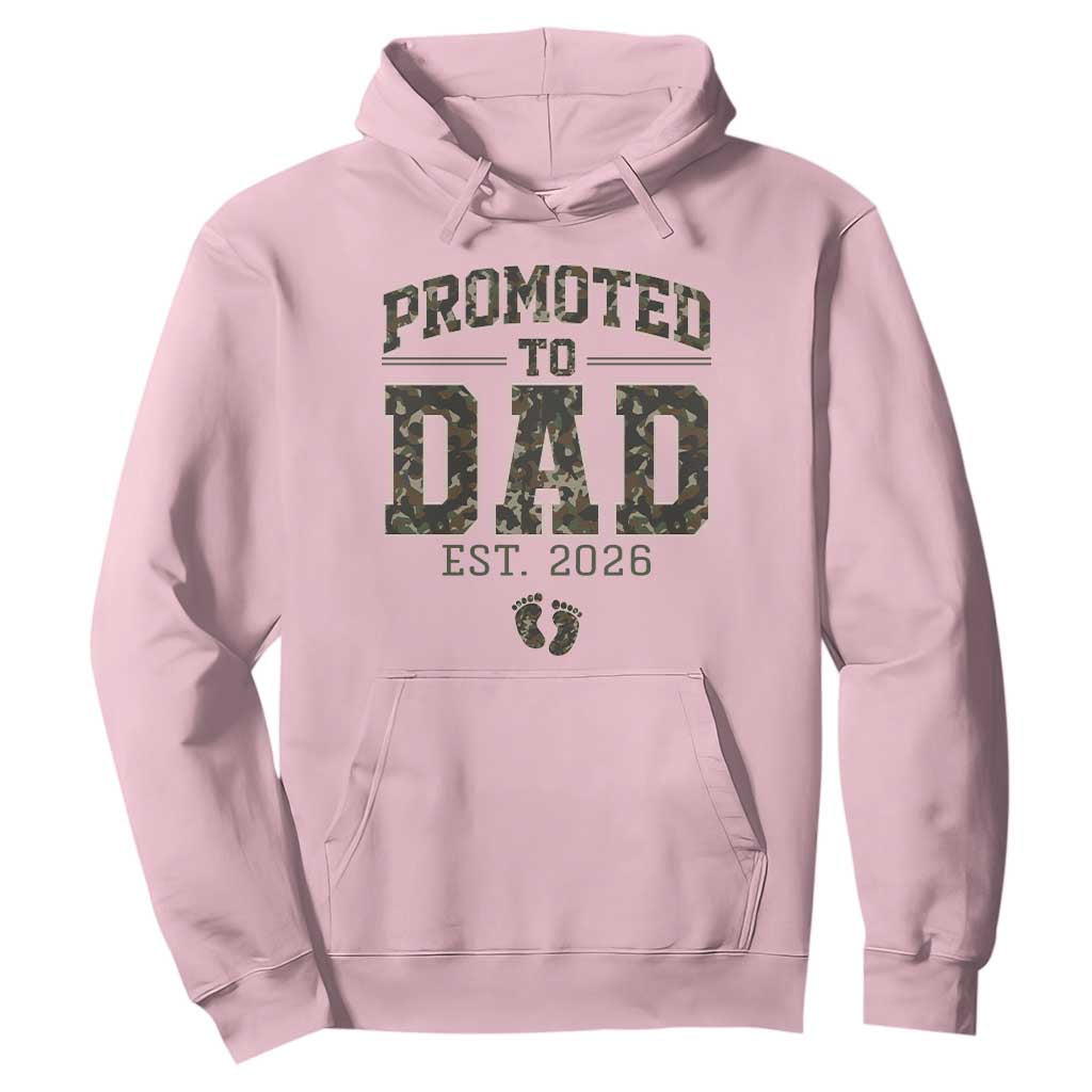 Camouflage Promoted To Dad Est 2026 Hoodie Camo Pregnancy Announcement Graphic TS12 Light Pink Print Your Wear