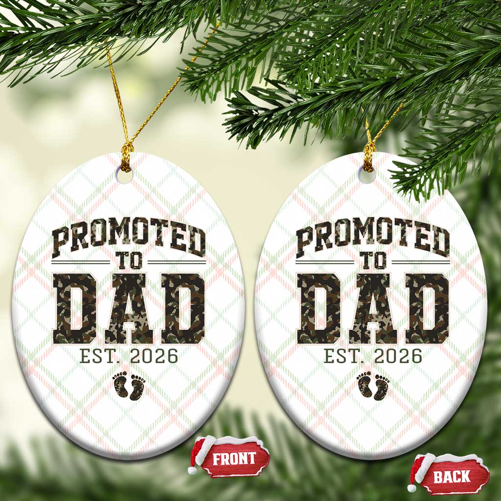 Camouflage Promoted To Dad Est 2026 Ceramic Ornament Camo Pregnancy Announcement Graphic TS12 Print Your Wear