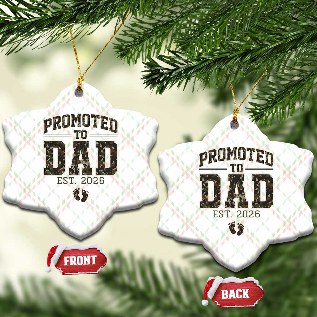 Camouflage Promoted To Dad Est 2026 Ceramic Ornament Camo Pregnancy Announcement Graphic TS12 Print Your Wear