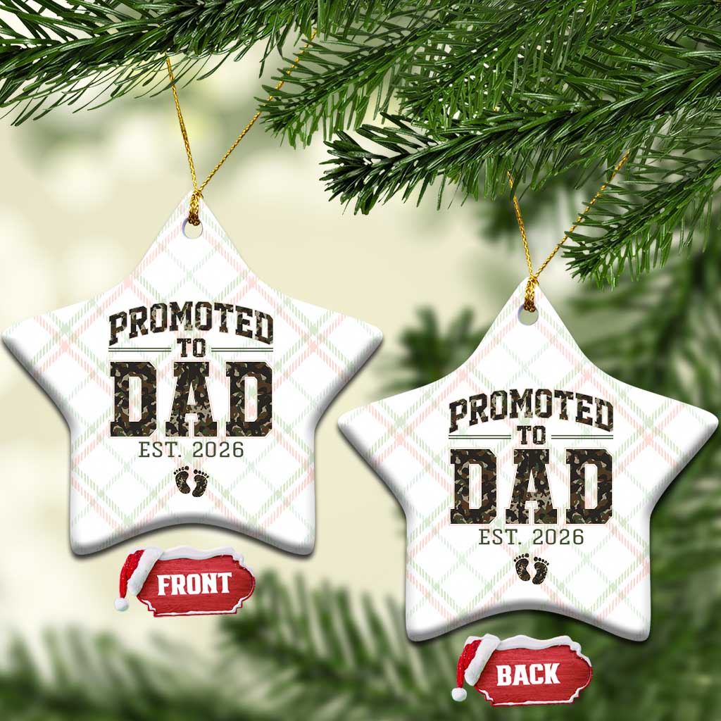 Camouflage Promoted To Dad Est 2026 Ceramic Ornament Camo Pregnancy Announcement Graphic TS12 Print Your Wear