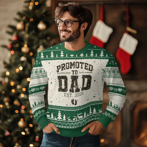 Camouflage Promoted To Dad Est 2026 Ugly Christmas Sweater Camo Pregnancy Announcement Graphic TS12 Beige Green Print Your Wear