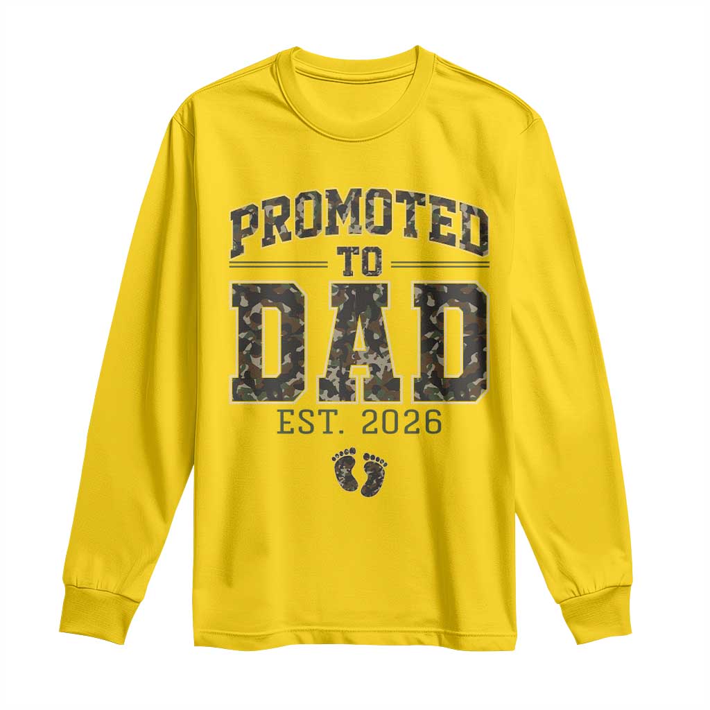 Camouflage Promoted To Dad Est 2026 Long Sleeve Shirt Camo Pregnancy Announcement Graphic TS12 Daisy Print Your Wear
