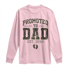 Camouflage Promoted To Dad Est 2026 Long Sleeve Shirt Camo Pregnancy Announcement Graphic TS12 Light Pink Print Your Wear