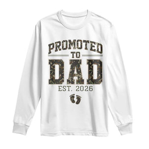Camouflage Promoted To Dad Est 2026 Long Sleeve Shirt Camo Pregnancy Announcement Graphic TS12 White Print Your Wear