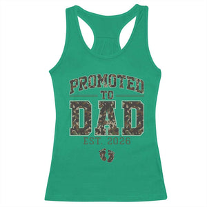 Camouflage Promoted To Dad Est 2026 Racerback Tank Top Camo Pregnancy Announcement Graphic TS12 Irish Green Print Your Wear