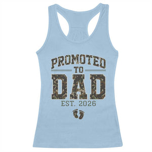 Camouflage Promoted To Dad Est 2026 Racerback Tank Top Camo Pregnancy Announcement Graphic TS12 Light Blue Print Your Wear
