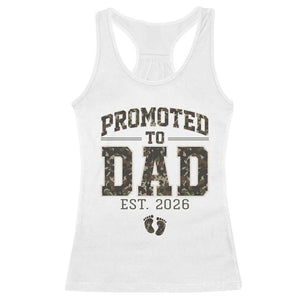 Camouflage Promoted To Dad Est 2026 Racerback Tank Top Camo Pregnancy Announcement Graphic TS12 White Print Your Wear
