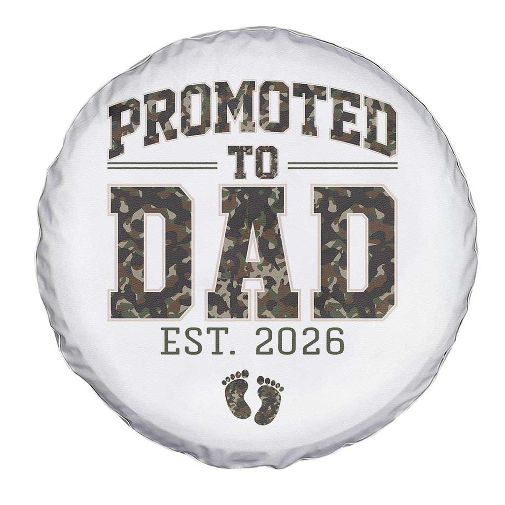 Camouflage Promoted To Dad Est 2026 Spare Tire Cover Camo Pregnancy Announcement Graphic TS12 Print Your Wear