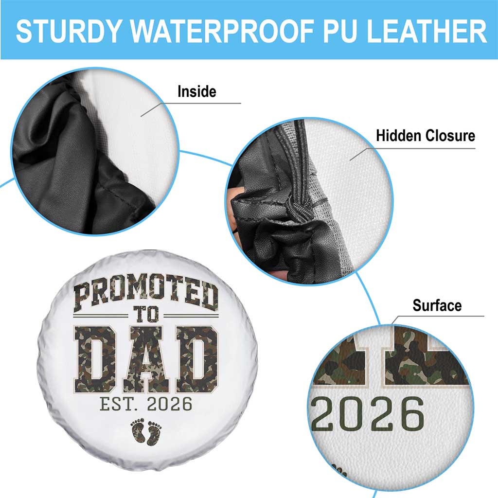 Camouflage Promoted To Dad Est 2026 Spare Tire Cover Camo Pregnancy Announcement Graphic TS12 Print Your Wear