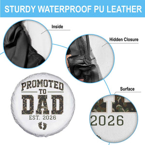 Camouflage Promoted To Dad Est 2026 Spare Tire Cover Camo Pregnancy Announcement Graphic TS12 Print Your Wear
