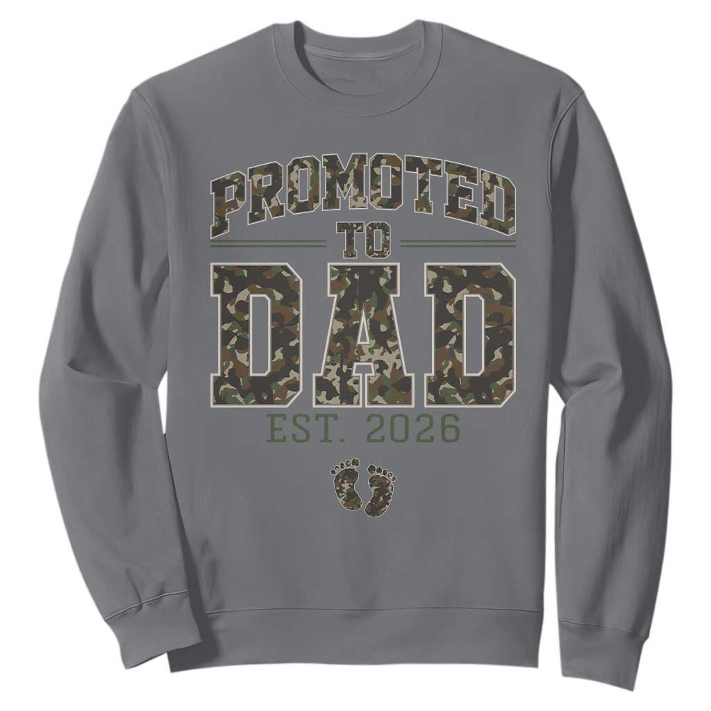 Camouflage Promoted To Dad Est 2026 Sweatshirt Camo Pregnancy Announcement Graphic TS12 Charcoal Print Your Wear