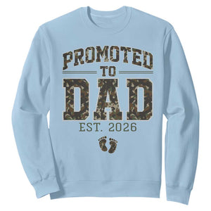 Camouflage Promoted To Dad Est 2026 Sweatshirt Camo Pregnancy Announcement Graphic TS12 Light Blue Print Your Wear