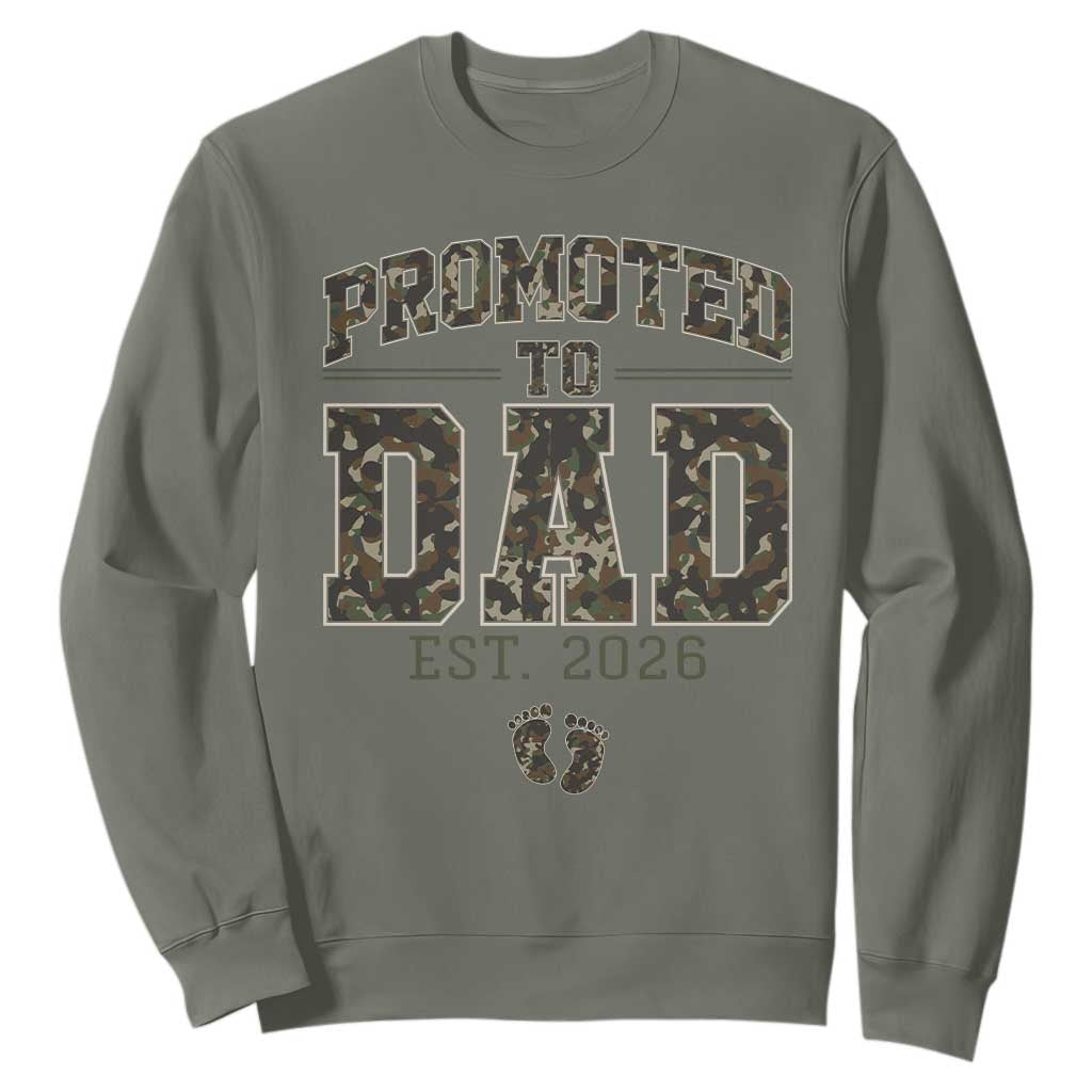Camouflage Promoted To Dad Est 2026 Sweatshirt Camo Pregnancy Announcement Graphic TS12 Military Green Print Your Wear
