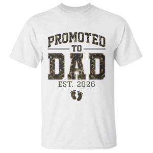 Camouflage Promoted To Dad Est 2026 T Shirt Camo Pregnancy Announcement Graphic TS12 White Print Your Wear