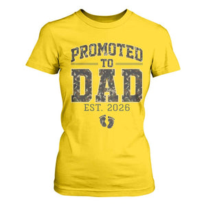 Camouflage Promoted To Dad Est 2026 T Shirt For Women Camo Pregnancy Announcement Graphic TS12 Daisy Print Your Wear