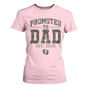 Camouflage Promoted To Dad Est 2026 T Shirt For Women Camo Pregnancy Announcement Graphic TS12 Light Pink Print Your Wear