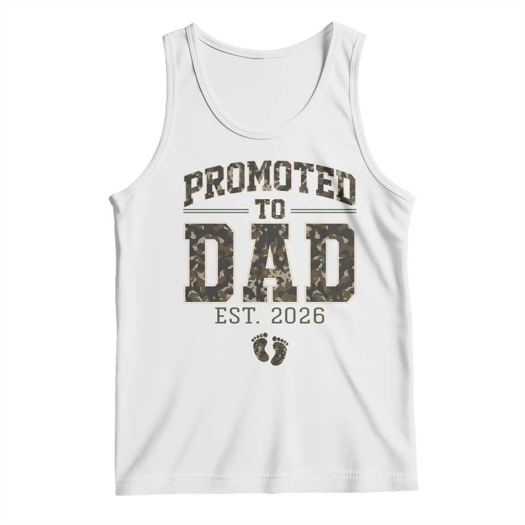 Camouflage Promoted To Dad Est 2026 Tank Top Camo Pregnancy Announcement Graphic TS12 White Print Your Wear