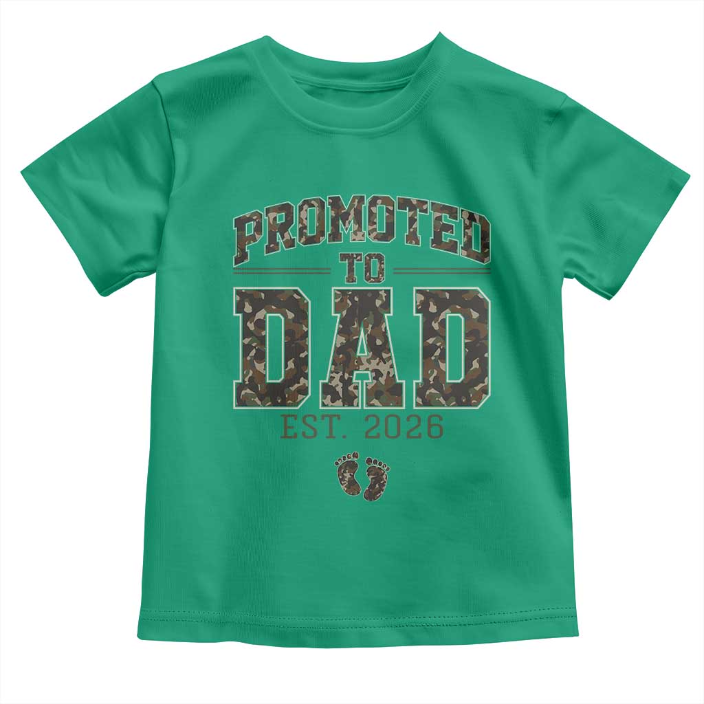 Camouflage Promoted To Dad Est 2026 Toddler T Shirt Camo Pregnancy Announcement Graphic TS12 Irish Green Print Your Wear