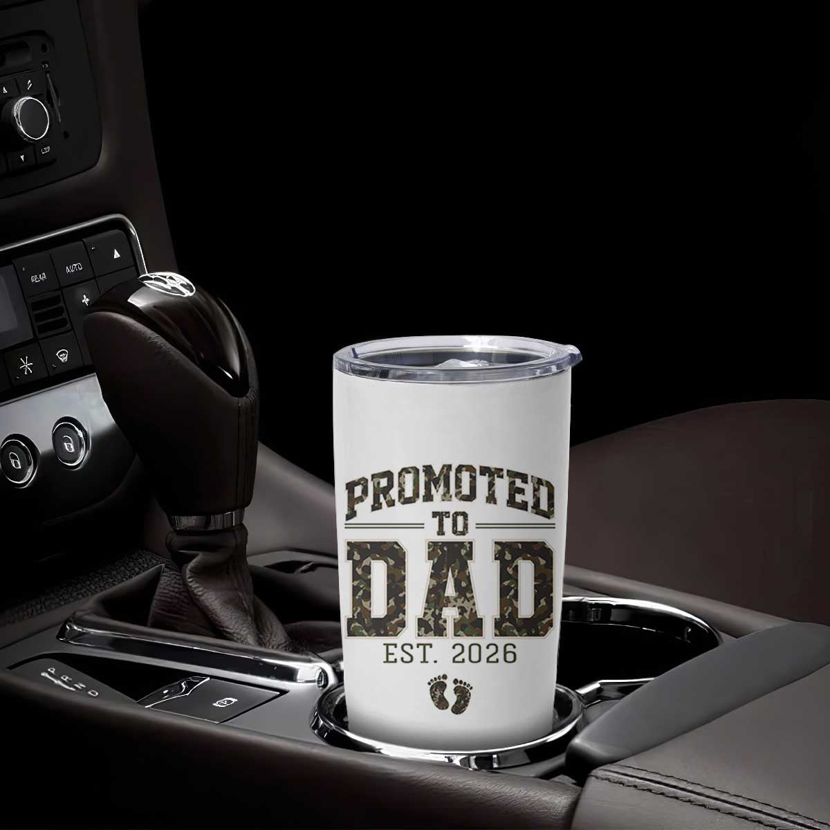 Camouflage Promoted To Dad Est 2026 Tumbler Cup Camo Pregnancy Announcement Graphic