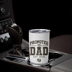 Camouflage Promoted To Dad Est 2026 Tumbler Cup Camo Pregnancy Announcement Graphic