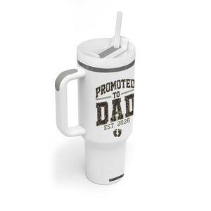 Camouflage Promoted To Dad Est 2026 Tumbler With Handle Camo Pregnancy Announcement Graphic TS12 Print Your Wear