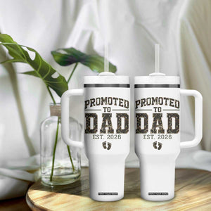 Camouflage Promoted To Dad Est 2026 Tumbler With Handle Camo Pregnancy Announcement Graphic TS12 Print Your Wear