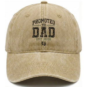 Camouflage Promoted To Dad Est 2026 Washed Cotton Baseball Cap Camo Pregnancy Announcement Graphic