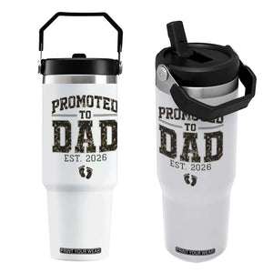 Camouflage Promoted To Dad Est 2026 Flip Straw Tumbler Camo Pregnancy Announcement Graphic TS12 One Size: 30 oz White Print Your Wear