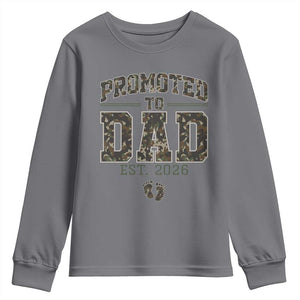Camouflage Promoted To Dad Est 2026 Youth Sweatshirt Camo Pregnancy Announcement Graphic TS12 Charcoal Print Your Wear