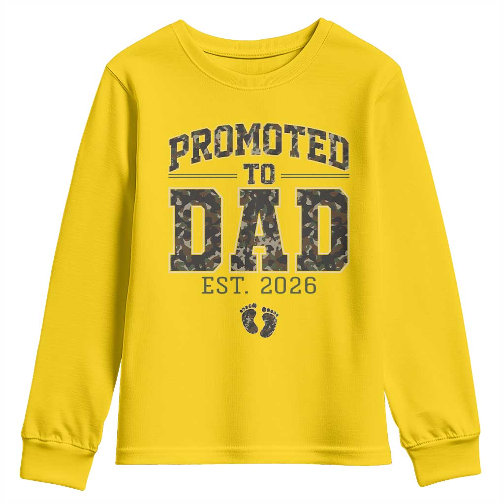 Camouflage Promoted To Dad Est 2026 Youth Sweatshirt Camo Pregnancy Announcement Graphic TS12 Daisy Print Your Wear
