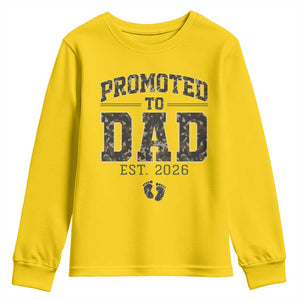 Camouflage Promoted To Dad Est 2026 Youth Sweatshirt Camo Pregnancy Announcement Graphic TS12 Daisy Print Your Wear