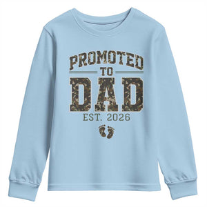 Camouflage Promoted To Dad Est 2026 Youth Sweatshirt Camo Pregnancy Announcement Graphic TS12 Light Blue Print Your Wear