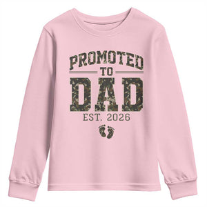 Camouflage Promoted To Dad Est 2026 Youth Sweatshirt Camo Pregnancy Announcement Graphic TS12 Light Pink Print Your Wear