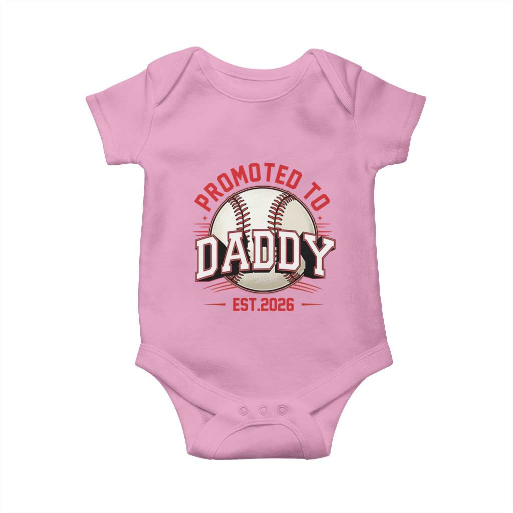 Promoted To Dad 2026 Baseball Baby Onesie First Time Father Sports Lover TS12 Light Pink Print Your Wear