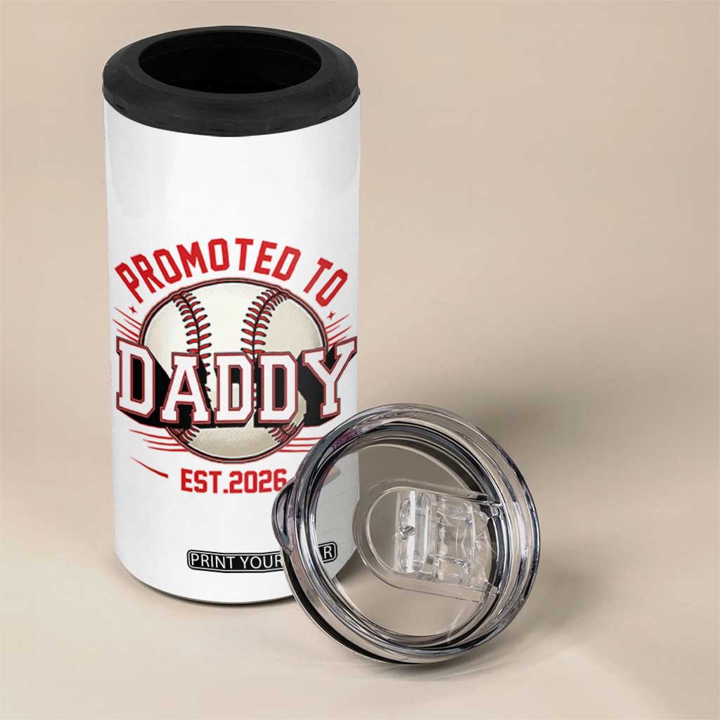 Promoted To Dad 2026 Baseball 4 in 1 Can Cooler Tumbler First Time Father Sports Lover TS12 Print Your Wear
