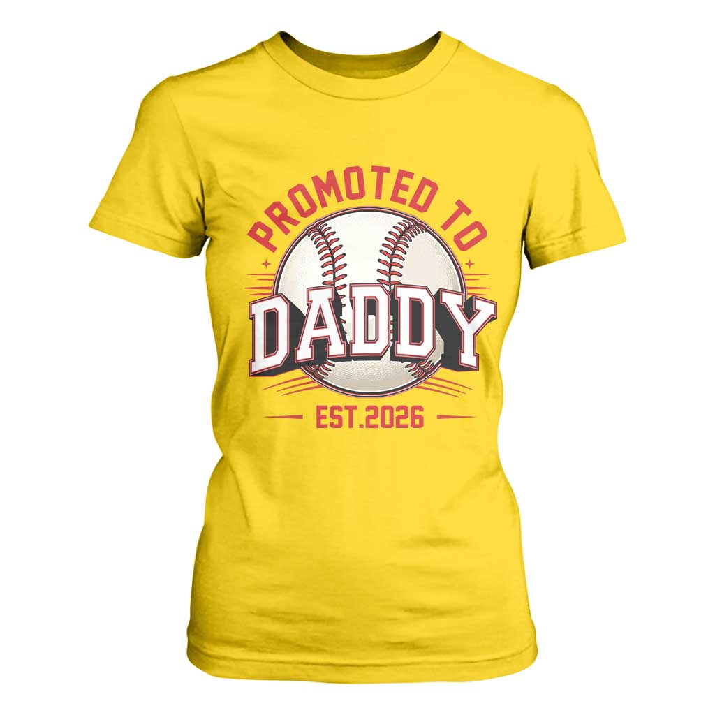 Promoted To Dad 2026 Baseball T Shirt For Women First Time Father Sports Lover TS12 Daisy Print Your Wear