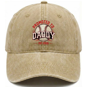 Promoted To Dad 2026 Baseball Washed Cotton Baseball Cap First Time Father Sports Lover TS12 Print Your Wear