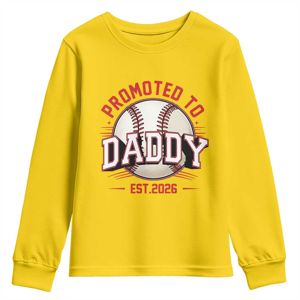 Promoted To Dad 2026 Baseball Youth Sweatshirt First Time Father Sports Lover TS12 Daisy Print Your Wear