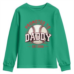 Promoted To Dad 2026 Baseball Youth Sweatshirt First Time Father Sports Lover TS12 Irish Green Print Your Wear