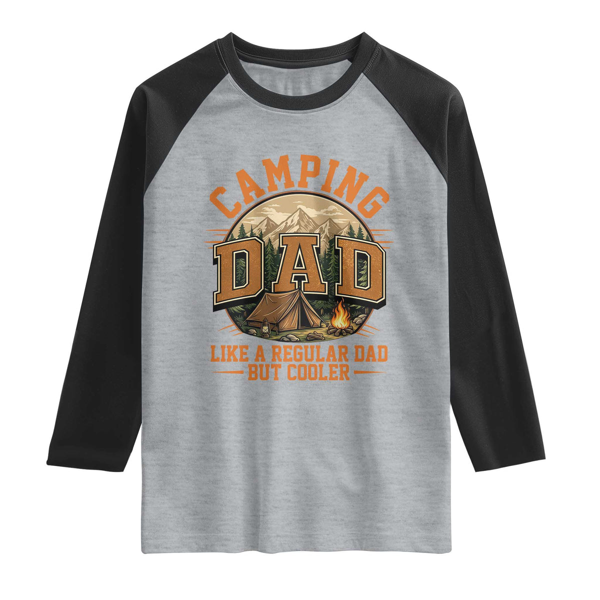 Camping Dad Like A Regular Dad But Cooler Raglan Shirt Funny Fathers Day Gift TS12 Heather Gray Black Print Your Wear