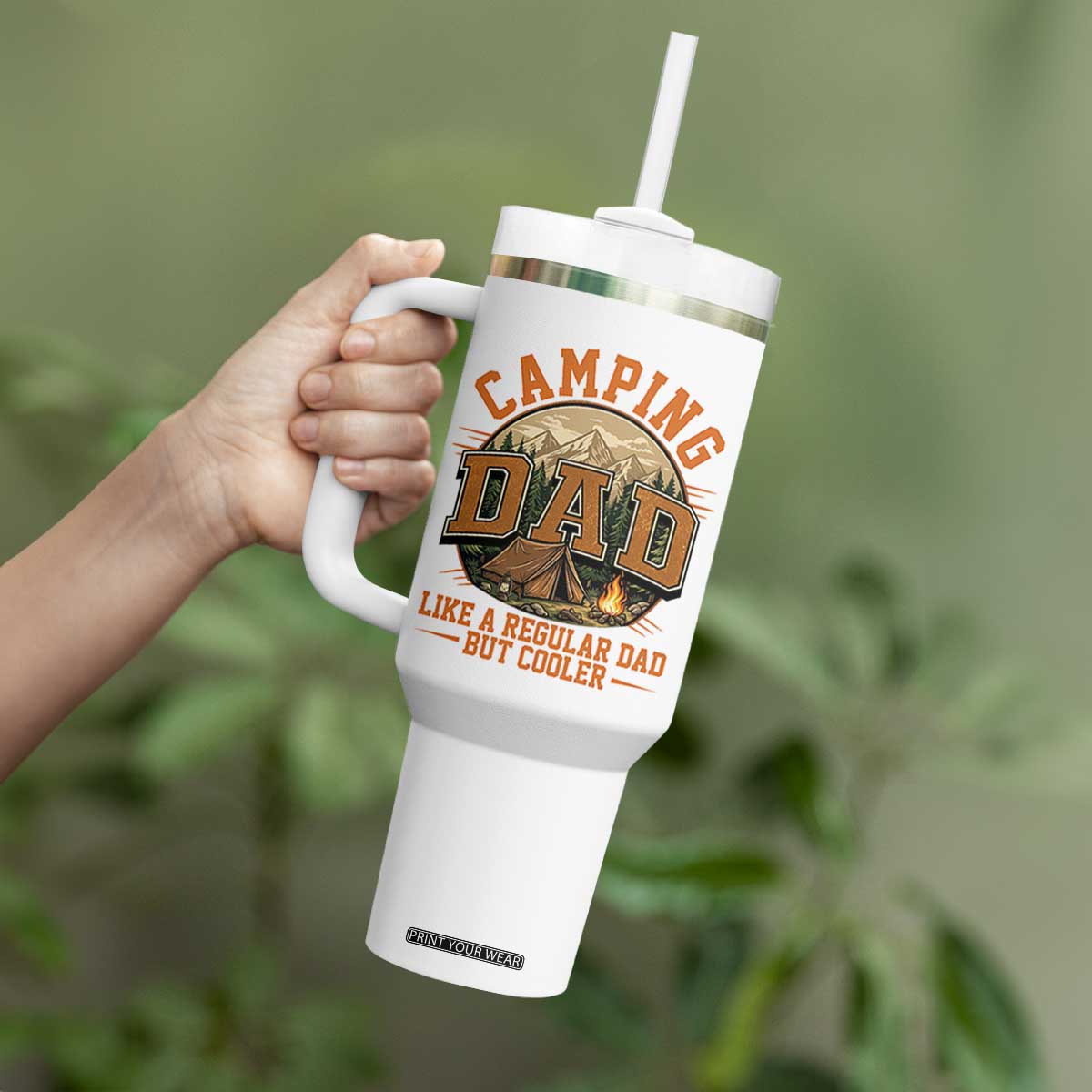 Camping Dad Like A Regular Dad But Cooler Tumbler With Handle Funny Fathers Day Gift TS12 Print Your Wear