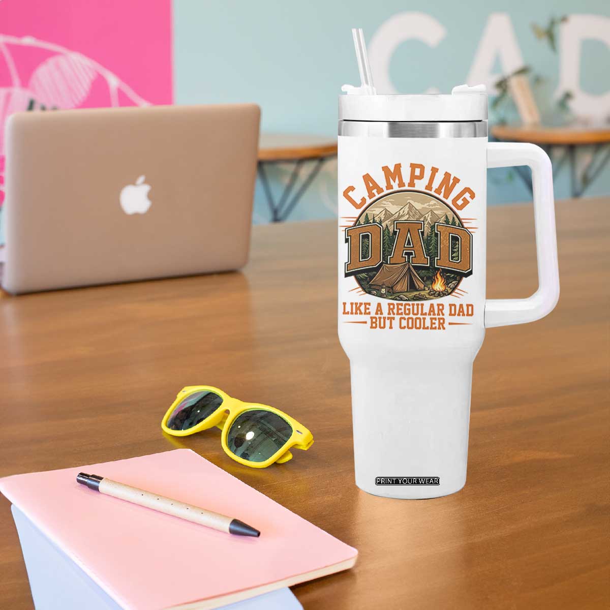Camping Dad Like A Regular Dad But Cooler Tumbler With Handle Funny Fathers Day Gift TS12 Print Your Wear