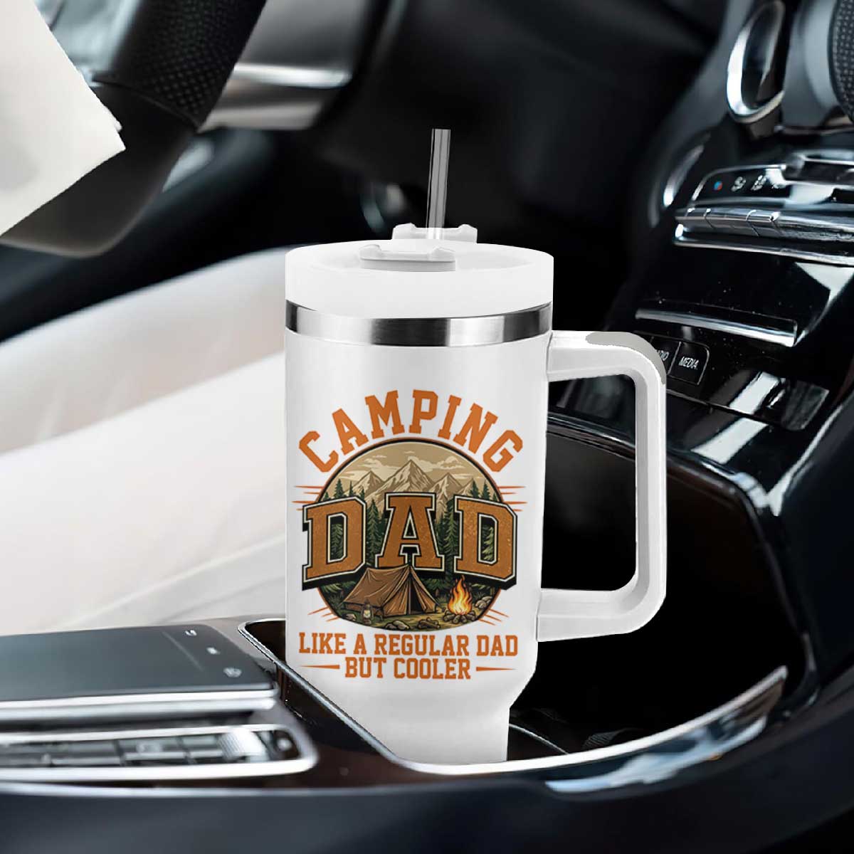 Camping Dad Like A Regular Dad But Cooler Tumbler With Handle Funny Fathers Day Gift TS12 Print Your Wear